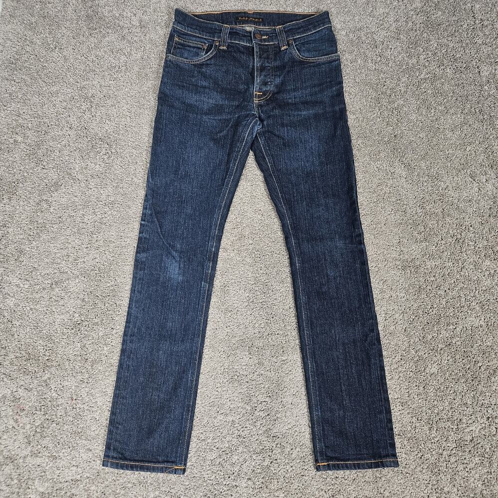 Nudie Jeans Men's 26X28 (Tag 29X30) Blue Grim Tim Dry Open Navy Made In Italy